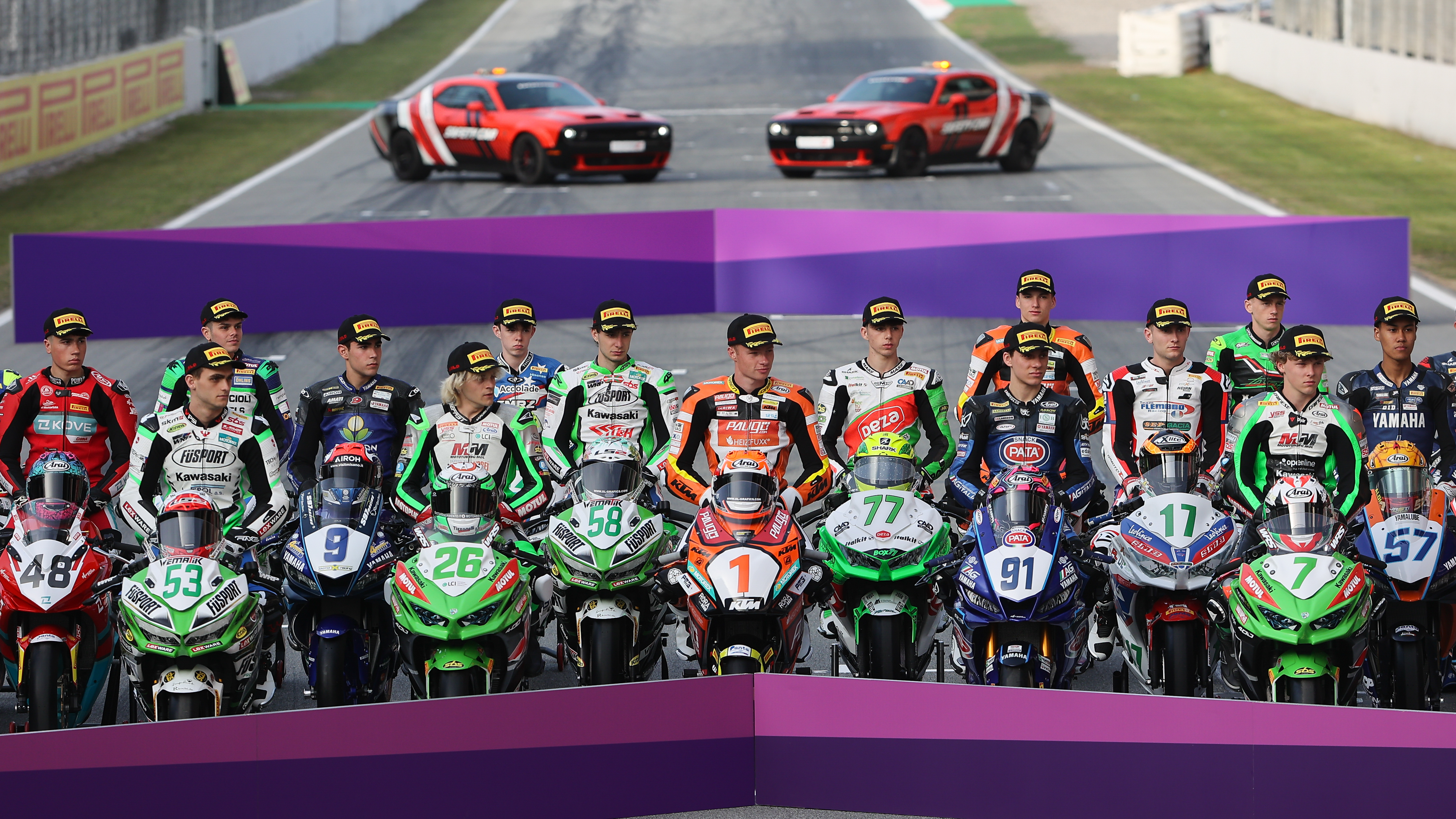 Gear Up for Action: WorldSSP300 Stars Shine in Chevron Photo at Circuit de Barcelona-Catalunya!