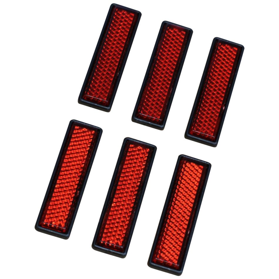 Gear Gremlin Red Rectangular Reflector Adhesive - 6 Pieces - ThrottleChimp