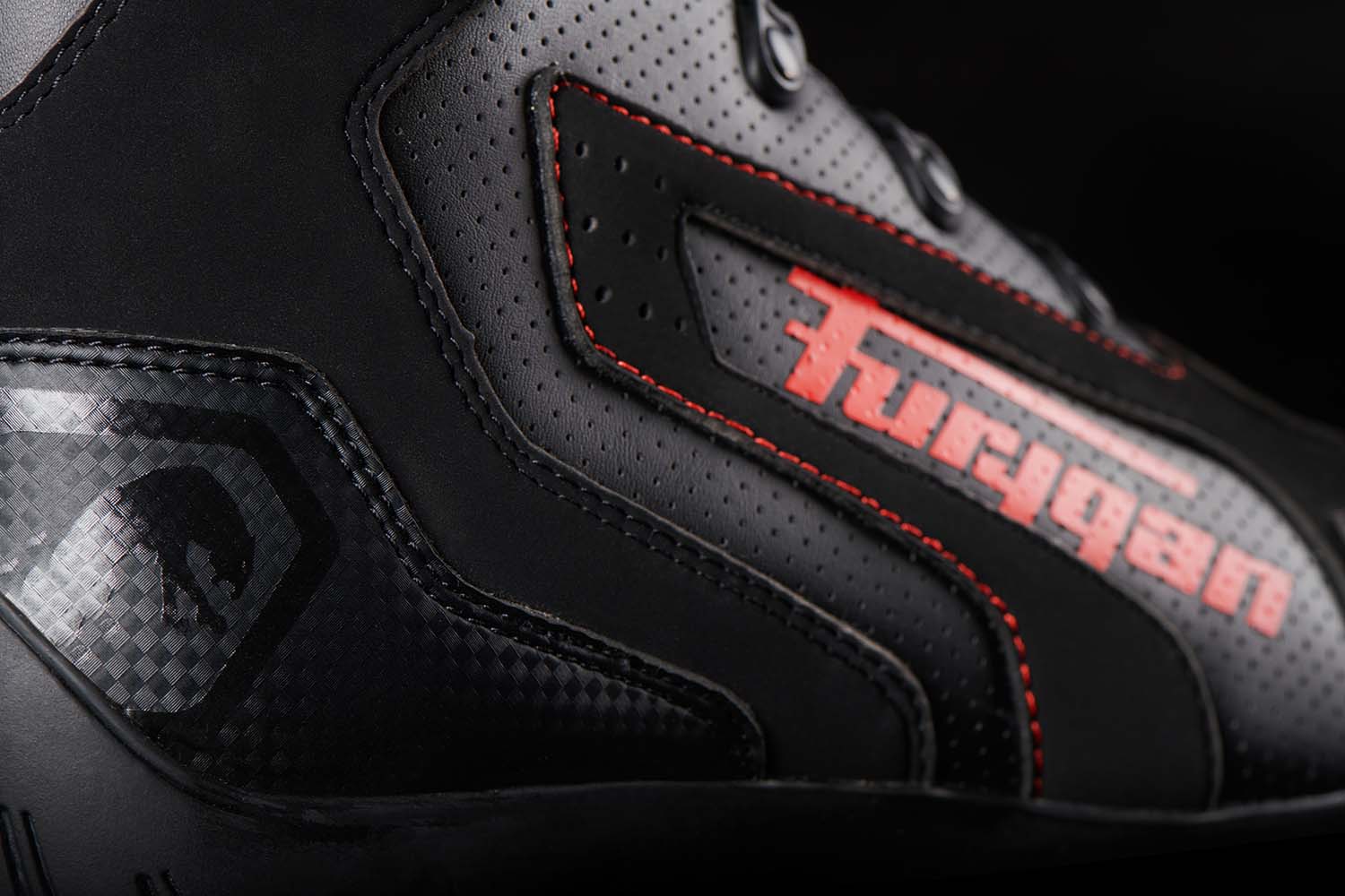 Furygan V4 Easy D3O Vented Shoes Black / Red FREE 1 YEAR Returns, FREE UK Delivery | ThrottleChimp