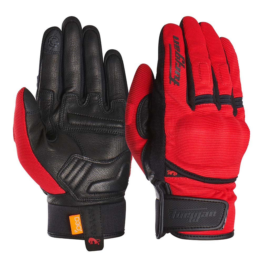 Furygan Jet D3O Textile Gloves Red / Black FREE 1 YEAR Returns, FREE UK Delivery | ThrottleChimp