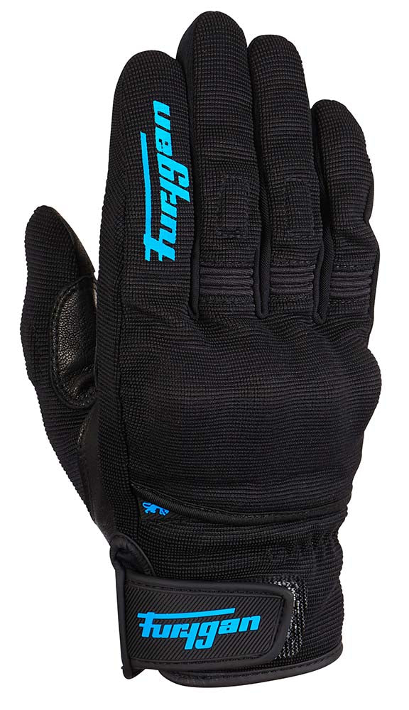 Furygan Jet D3O Ladies Textile Gloves Black / Turquoise FREE 1 YEAR Returns, FREE UK Delivery | ThrottleChimp