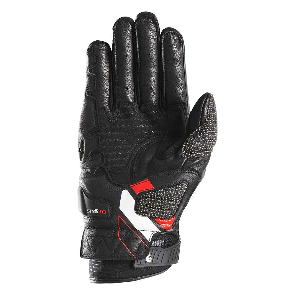 Furygan STYG10 Leather Gloves Black / White / Red FREE 1 YEAR Returns, FREE UK Delivery | ThrottleChimp