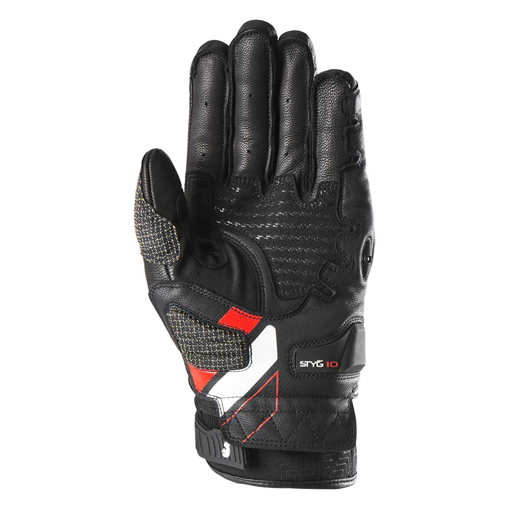 Furygan STYG10 Leather Gloves Black / White / Red FREE 1 YEAR Returns, FREE UK Delivery | ThrottleChimp