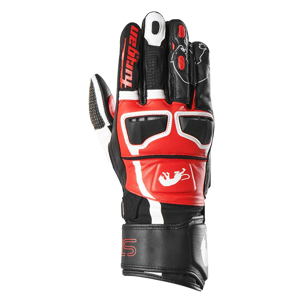 Furygan STYG15 Leather Gloves Black / White / Red FREE 1 YEAR Returns, FREE UK Delivery | ThrottleChimp