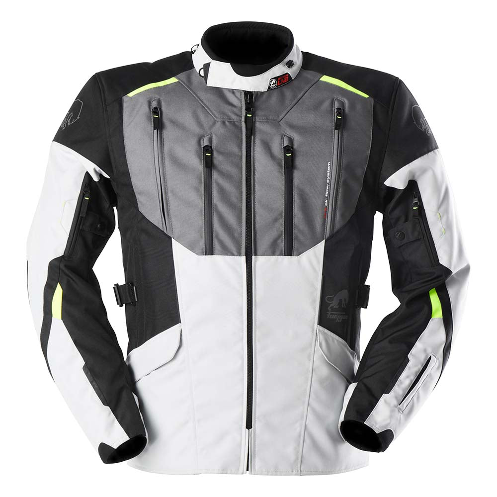 Furygan Brooks Textile Jacket Black / Pearl / Fluo Yellow FREE 1 YEAR Returns, FREE UK Delivery | ThrottleChimp