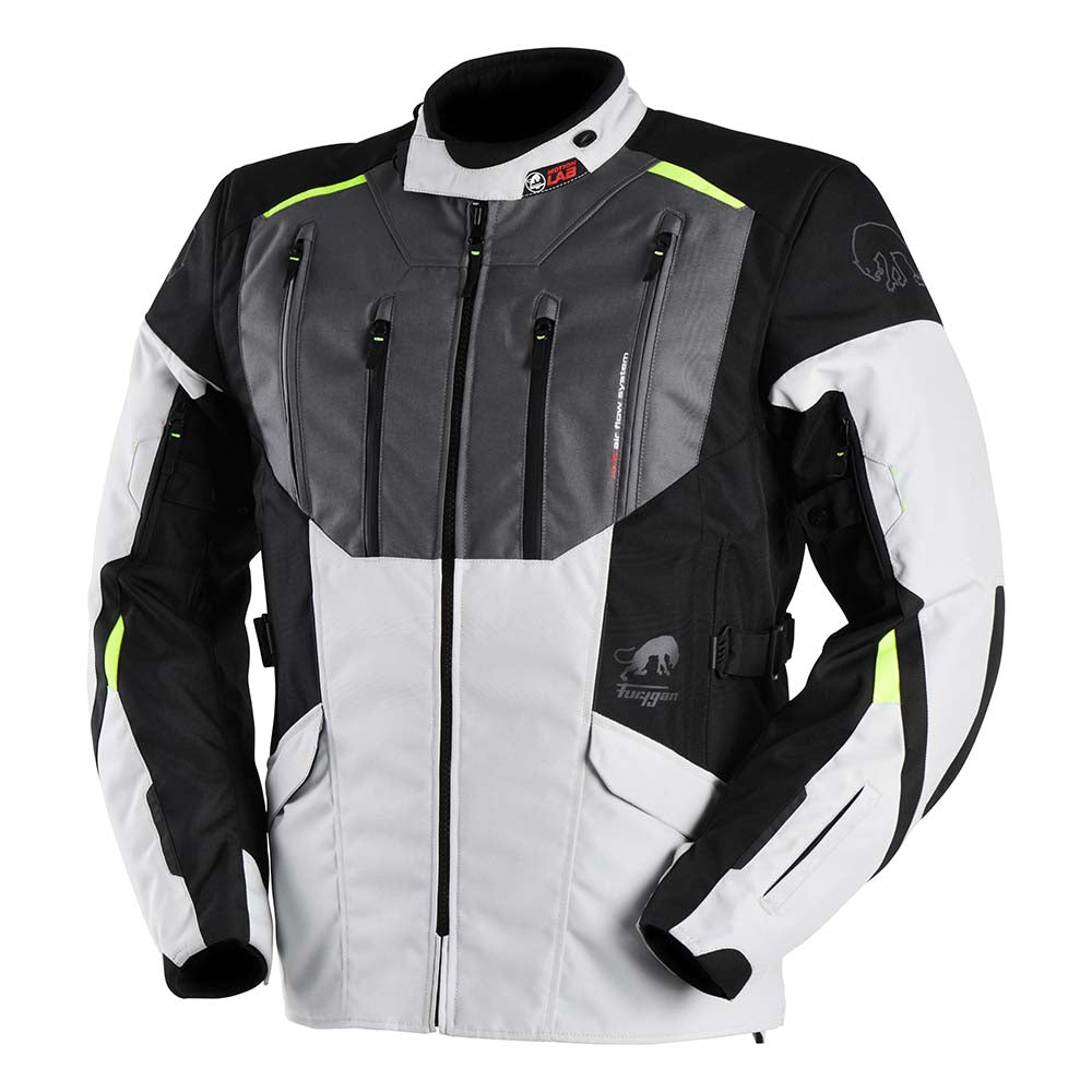 Furygan Brooks Textile Jacket Black / Pearl / Fluo Yellow FREE 1 YEAR Returns, FREE UK Delivery | ThrottleChimp