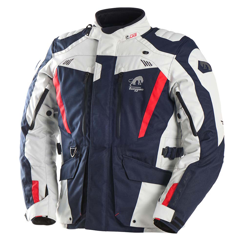 Furygan Apalaches Evo Textile Jacket Blue / Pearl / Red FREE 1 YEAR Returns, FREE UK Delivery | ThrottleChimp