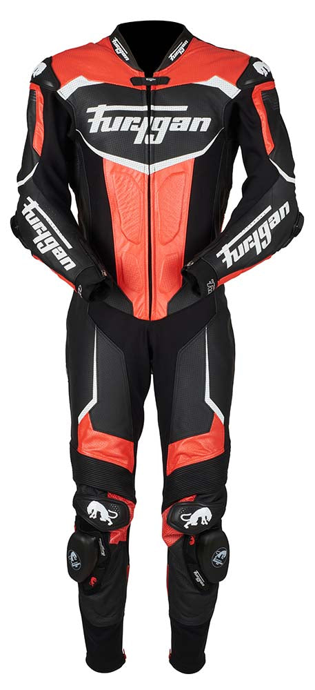 Furygan Overtake One Piece Leather Suit Black / Red FREE 1 YEAR Returns, FREE UK Delivery | ThrottleChimp