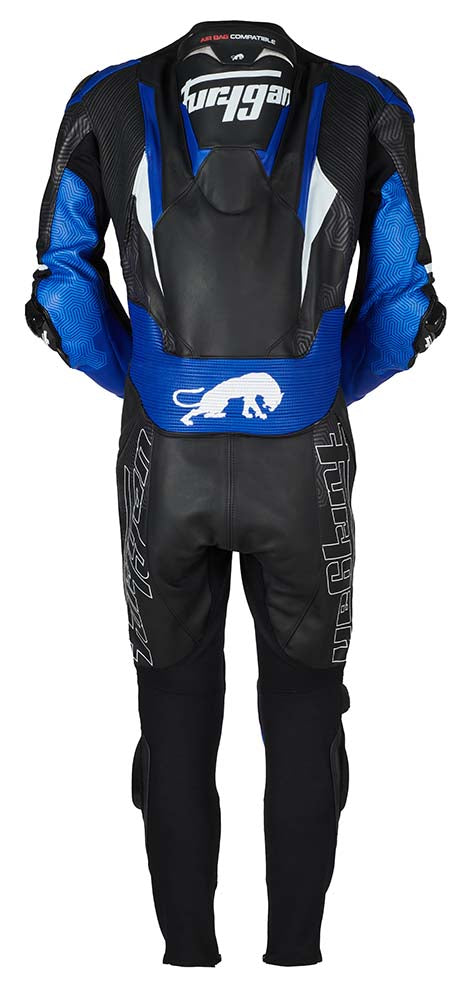 Furygan Overtake One Piece Leather Suit Black / Blue FREE 1 YEAR Returns, FREE UK Delivery | ThrottleChimp