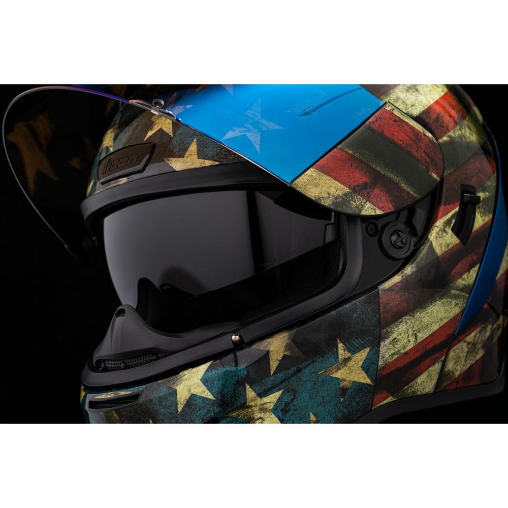 Icon Airform Old Glory Full Face Helmet Blue / Red / White FREE 1 YEAR Returns, FREE UK Delivery | ThrottleChimp