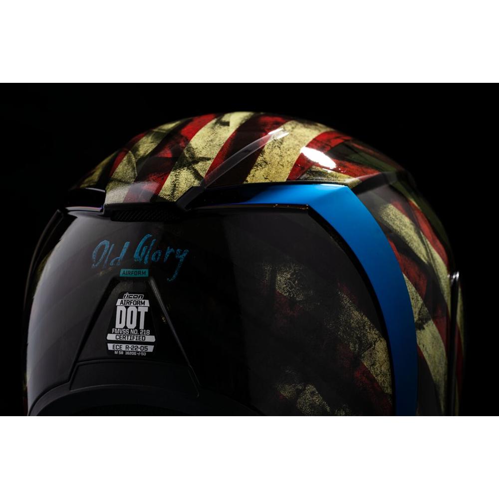 Icon Airform Old Glory Full Face Helmet Blue / Red / White FREE 1 YEAR Returns, FREE UK Delivery | ThrottleChimp