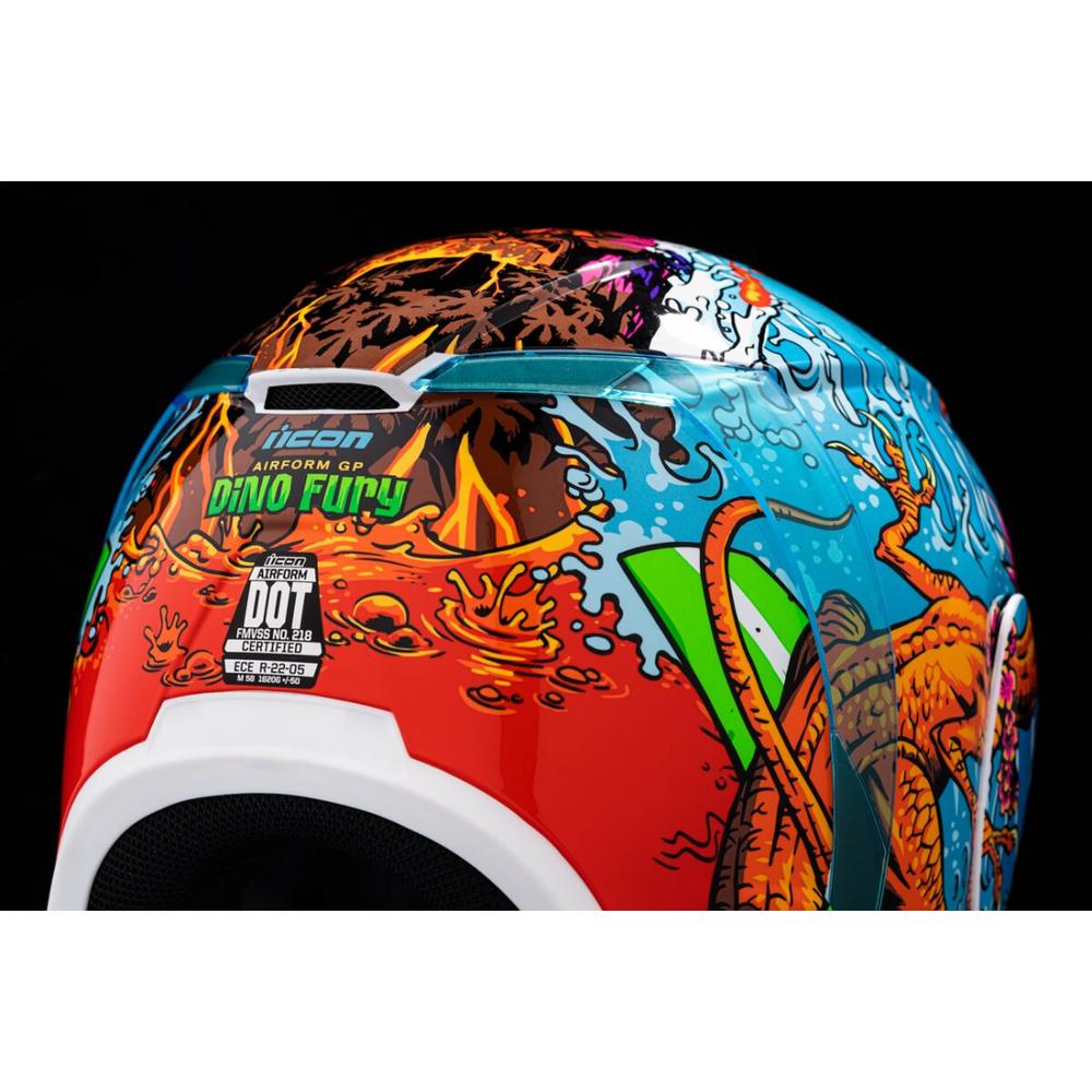 Icon Airform Dino Fury Full Face Helmet Blue FREE 1 YEAR Returns, FREE UK Delivery | ThrottleChimp