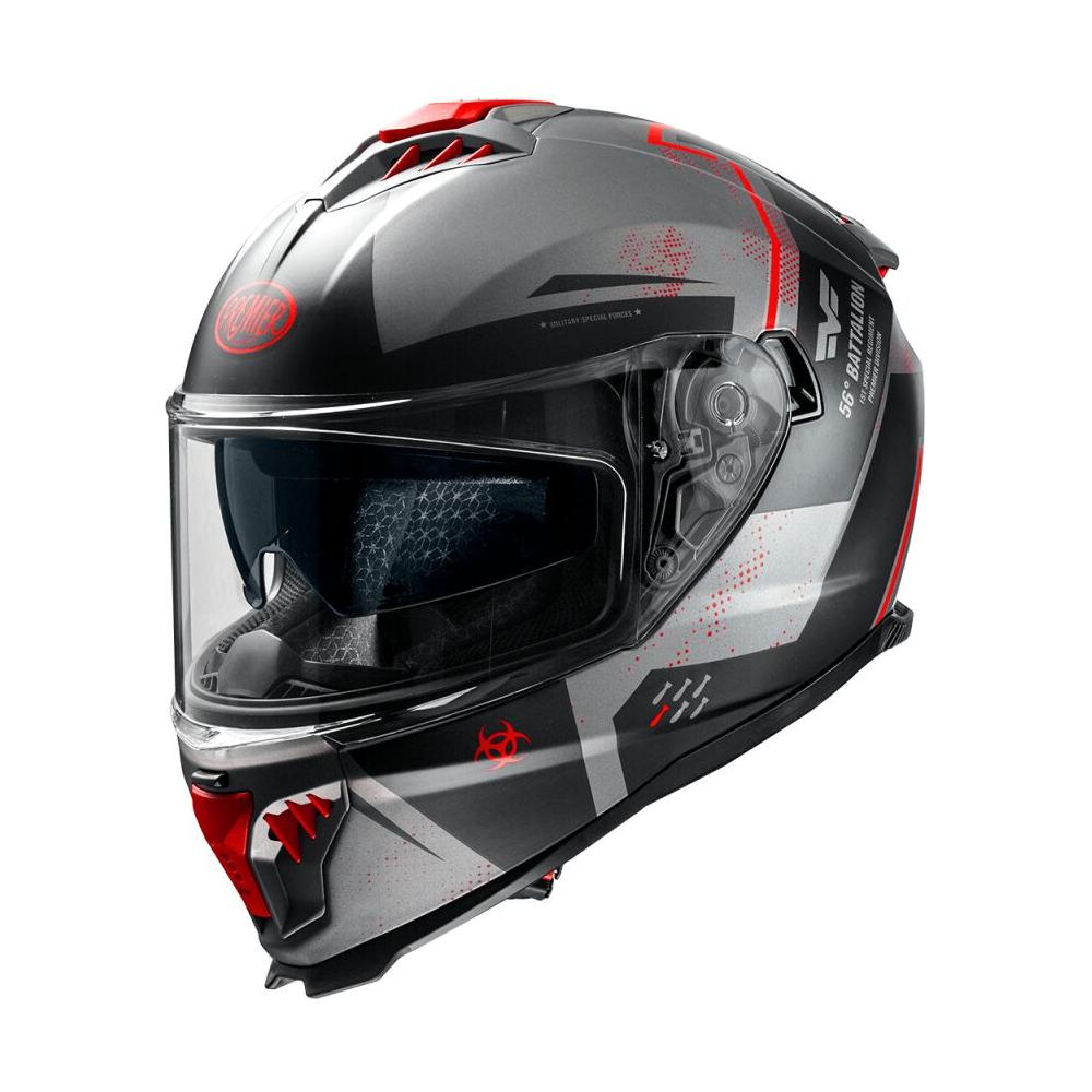 Premier Typhoon BA 17BM Full Face Helmet Matt Grey / Black / Red