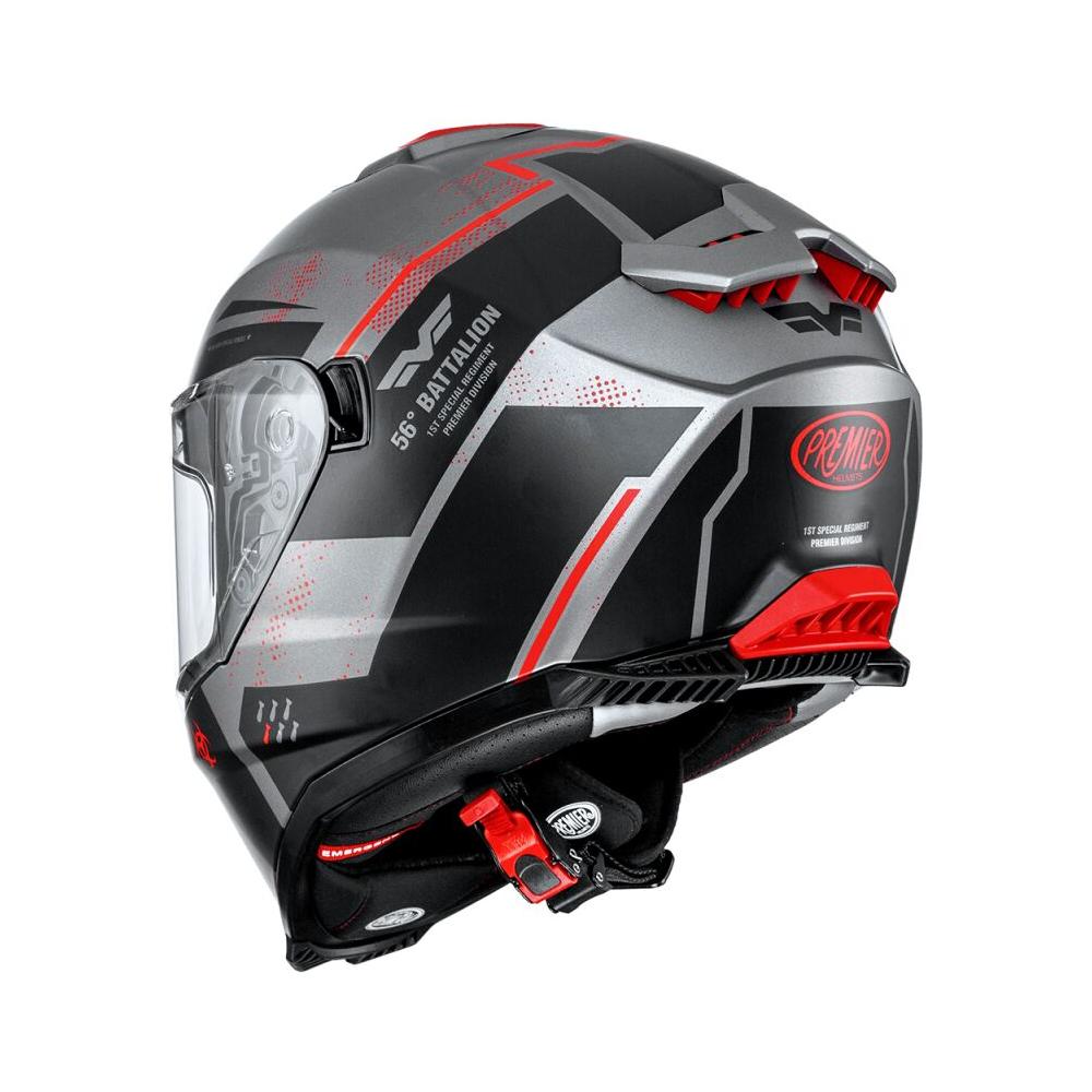 Premier Typhoon BA 17BM Full Face Helmet Matt Grey / Black / Red