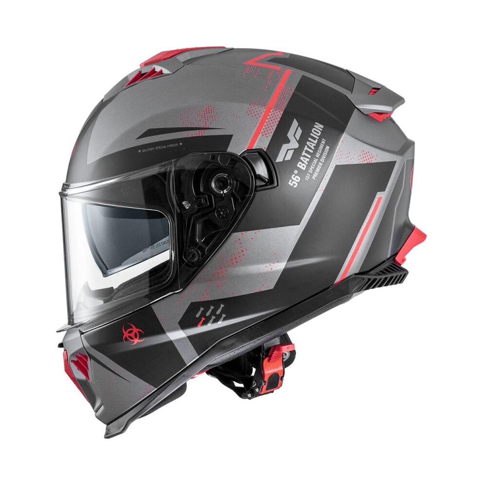 Premier Typhoon BA 17BM Full Face Helmet Matt Grey / Black / Red