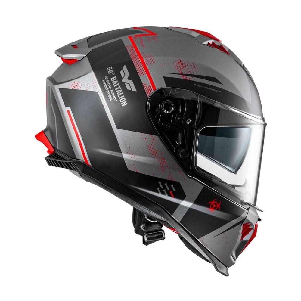 Premier Typhoon BA 17BM Full Face Helmet Matt Grey / Black / Red