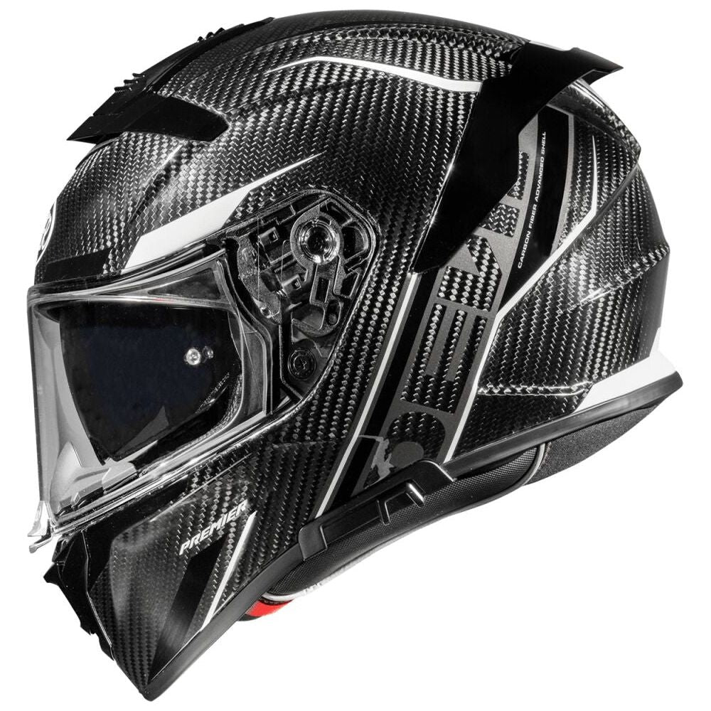 Premier Devil Carbon ST 8 Full Face Helmet Black / White FREE 1 YEAR Returns, FREE UK Delivery | ThrottleChimp