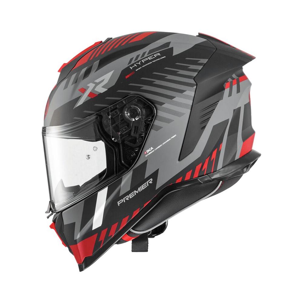 Premier Hyper XR 92 Full Face Helmet Matt Black / Grey / Red FREE 1 YEAR Returns, FREE UK Delivery | ThrottleChimp