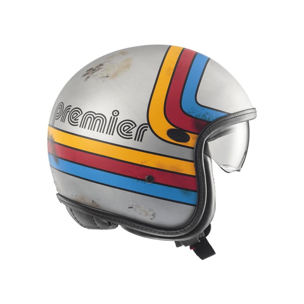 Premier Vintage Platinum Edition Open Face Helmet Blue / Red / Silver / Yellow FREE 1 YEAR Returns, FREE UK Delivery | ThrottleChimp