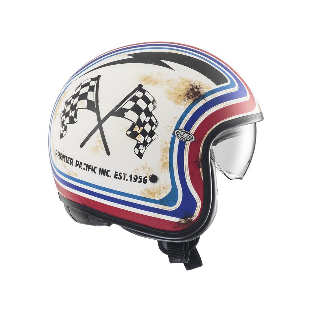 Premier Vintage BTR 12 Open Face Helmet White / Blue / Red