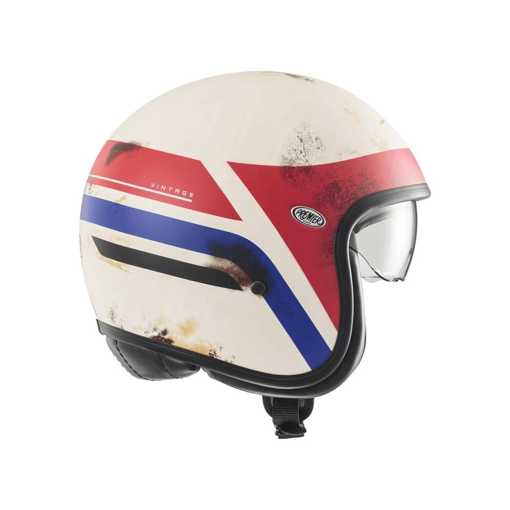 Premier Vintage K 8 Open Face Helmet White / Red / Blue