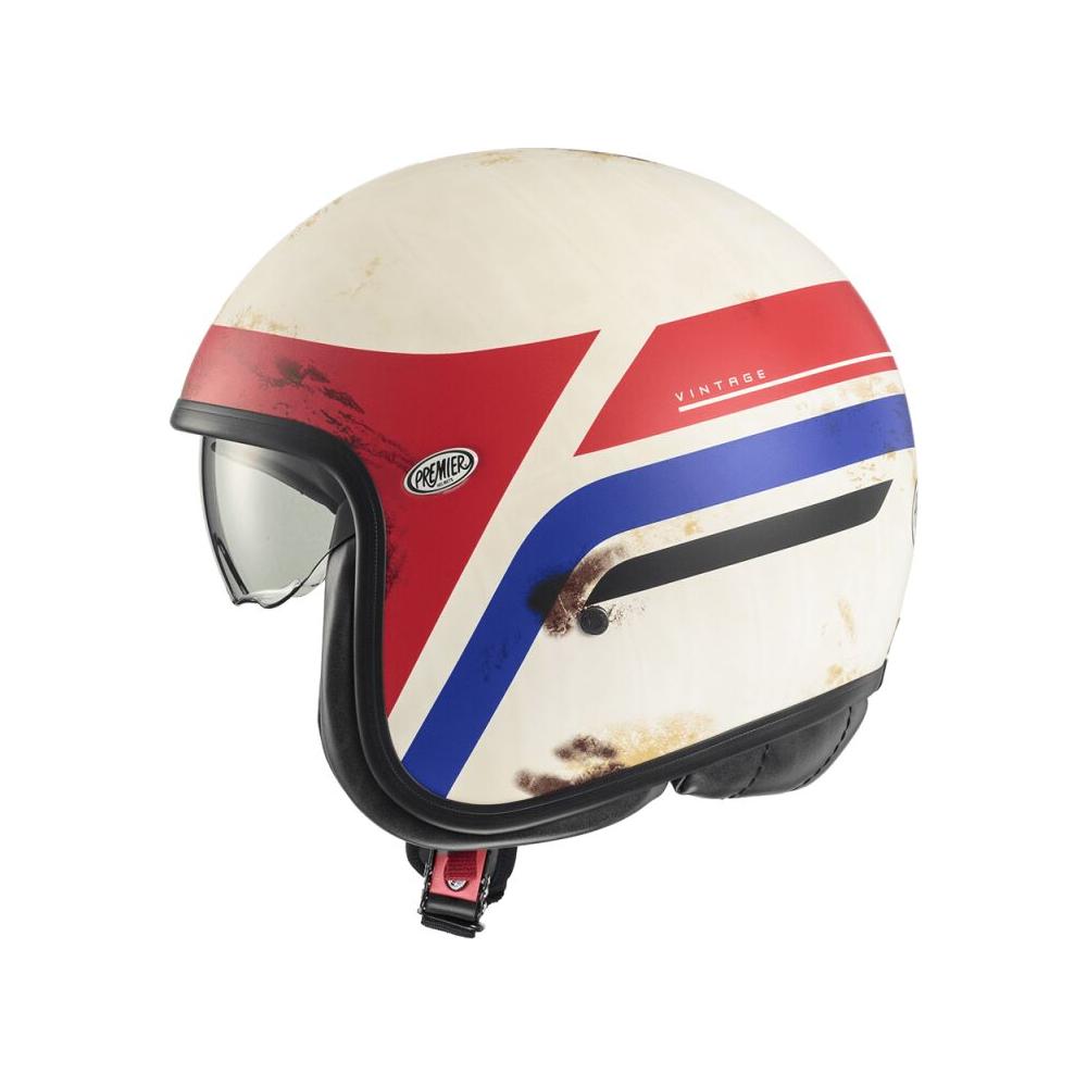 Premier Vintage K 8 Open Face Helmet White / Red / Blue