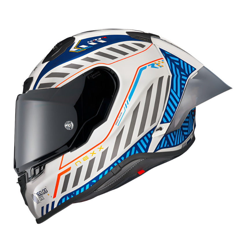 Nexx X.R3R Out Brake Full Face Helmet White / Blue - ThrottleChimp