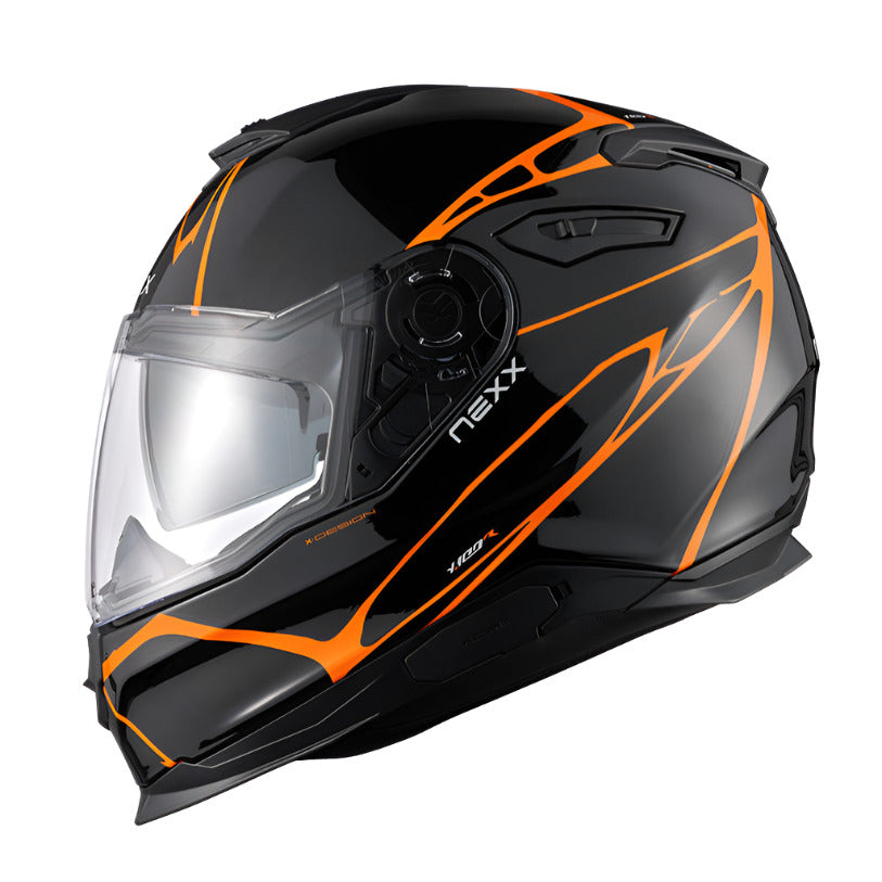 Nexx Y.100 B-Side Full Face Helmet Black / Orange FREE 1 YEAR Returns, FREE UK Delivery | ThrottleChimp