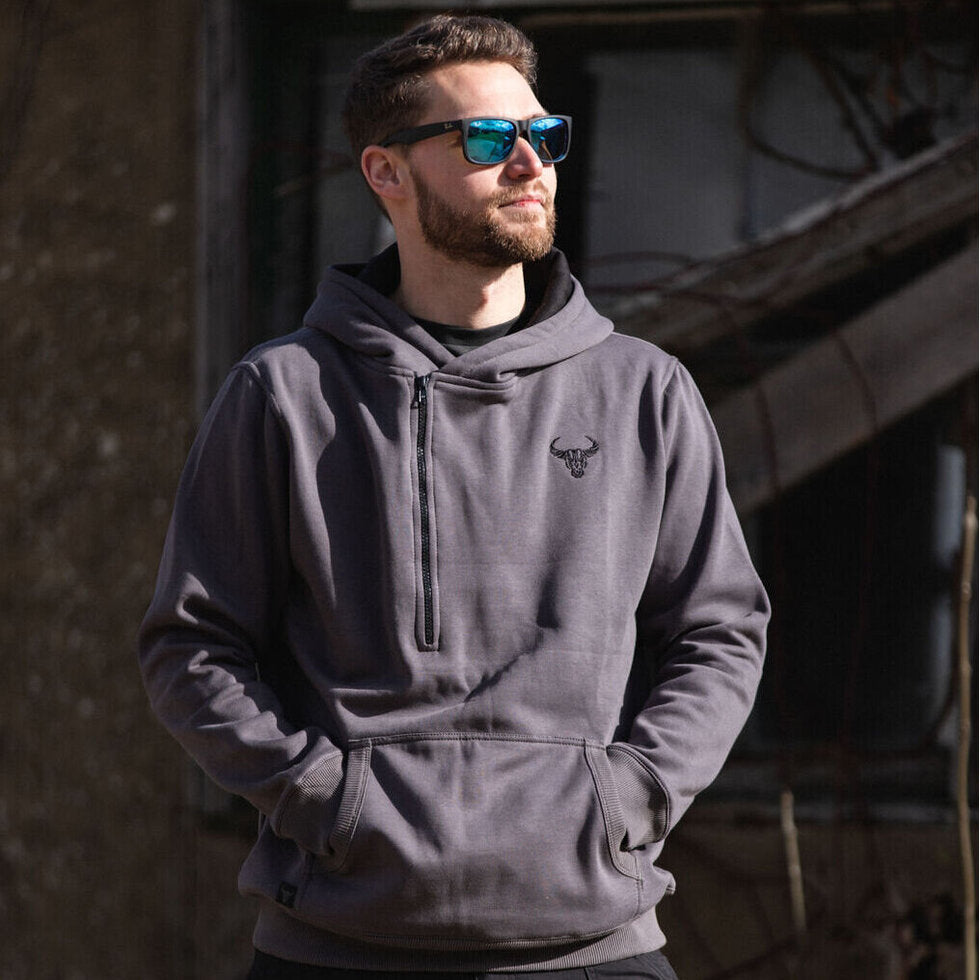 MotoBull Helmet Hoodie Grey (Image 4) - ThrottleChimp