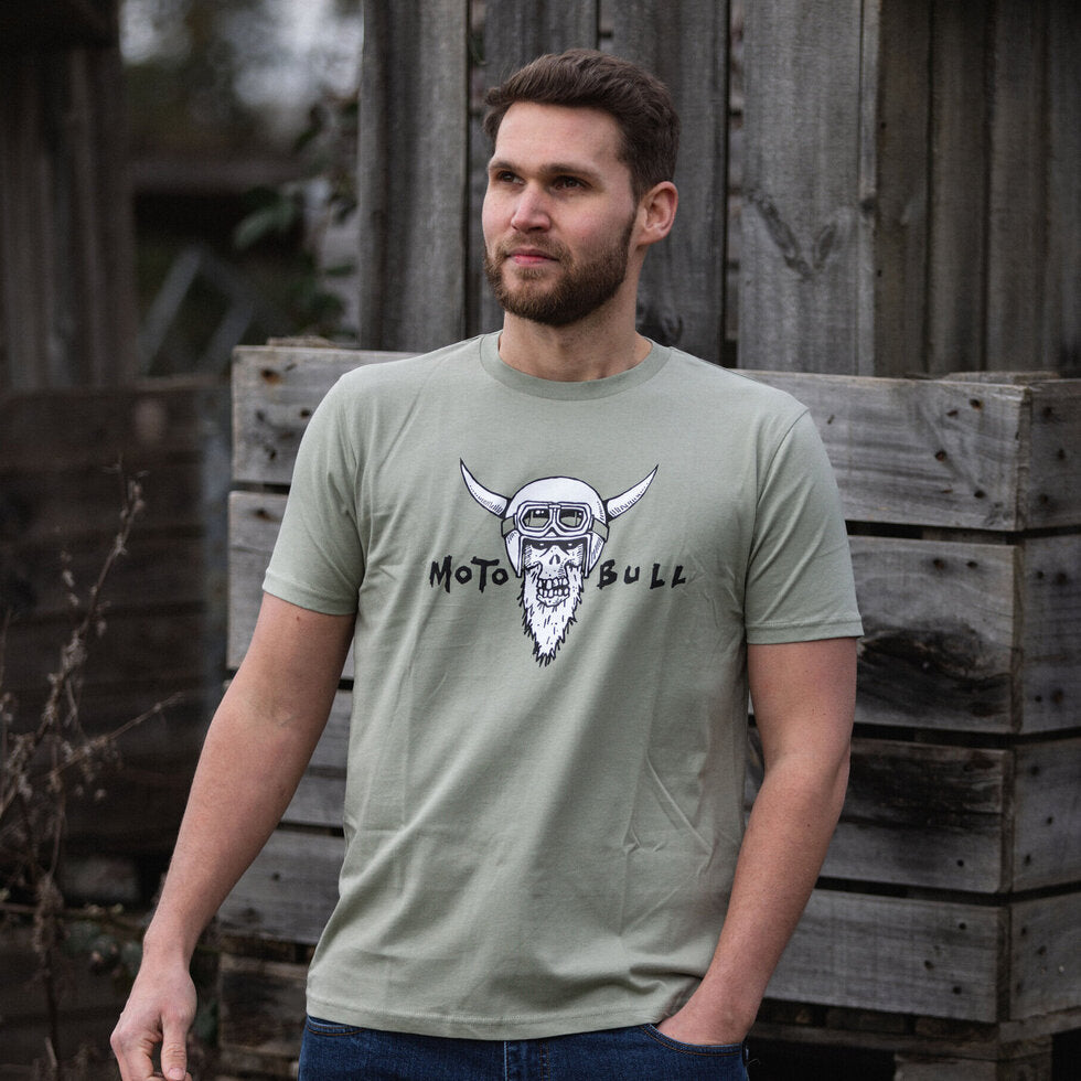 MotoBull Viking T-Shirt Pistachio Green FREE 1 YEAR Returns, FREE UK Delivery | ThrottleChimp