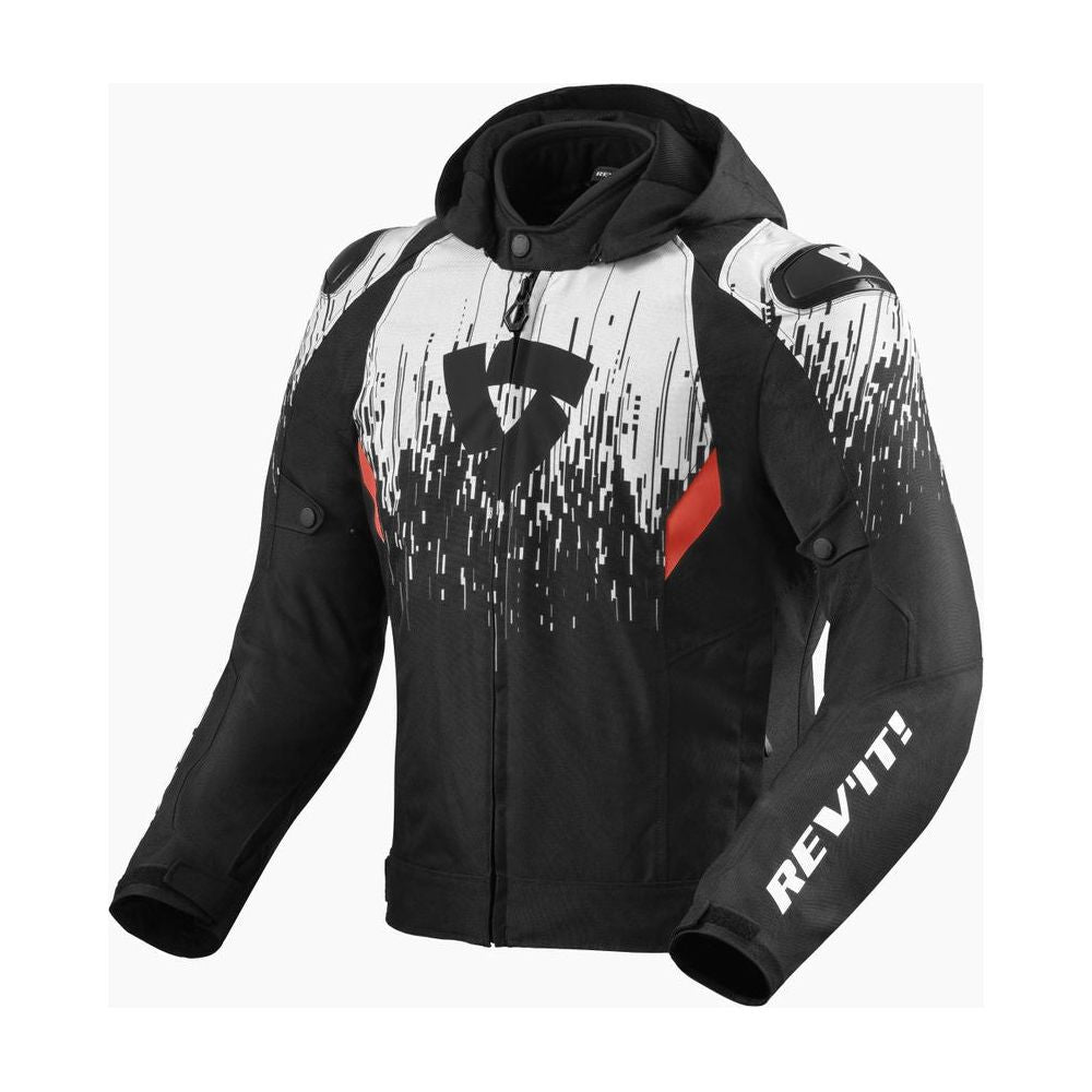 Rev'it! Quantum 2 H2O Textile Jacket Black / White FREE 1 YEAR Returns, FREE UK Delivery | ThrottleChimp