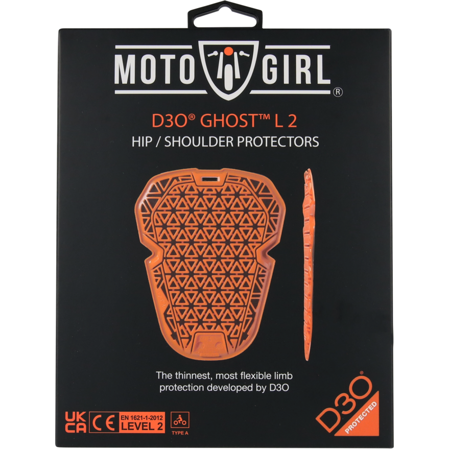 MotoGirl D3O Ghost L2 Ladies Hip / Shoulder Protector Orange - Pair (Image 3) - ThrottleChimp