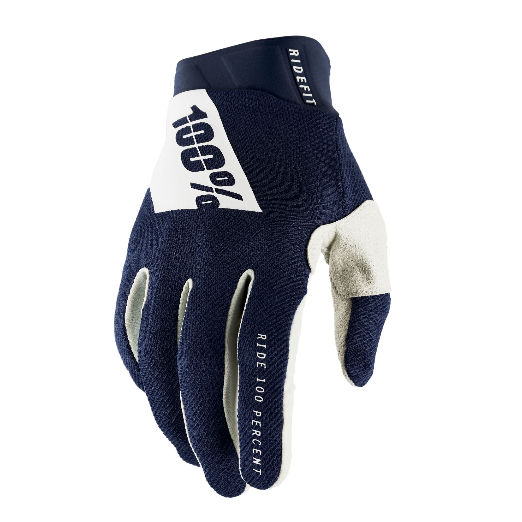 100% Ridefit Gloves Navy / White FREE 1 YEAR Returns, FREE UK Delivery | ThrottleChimp