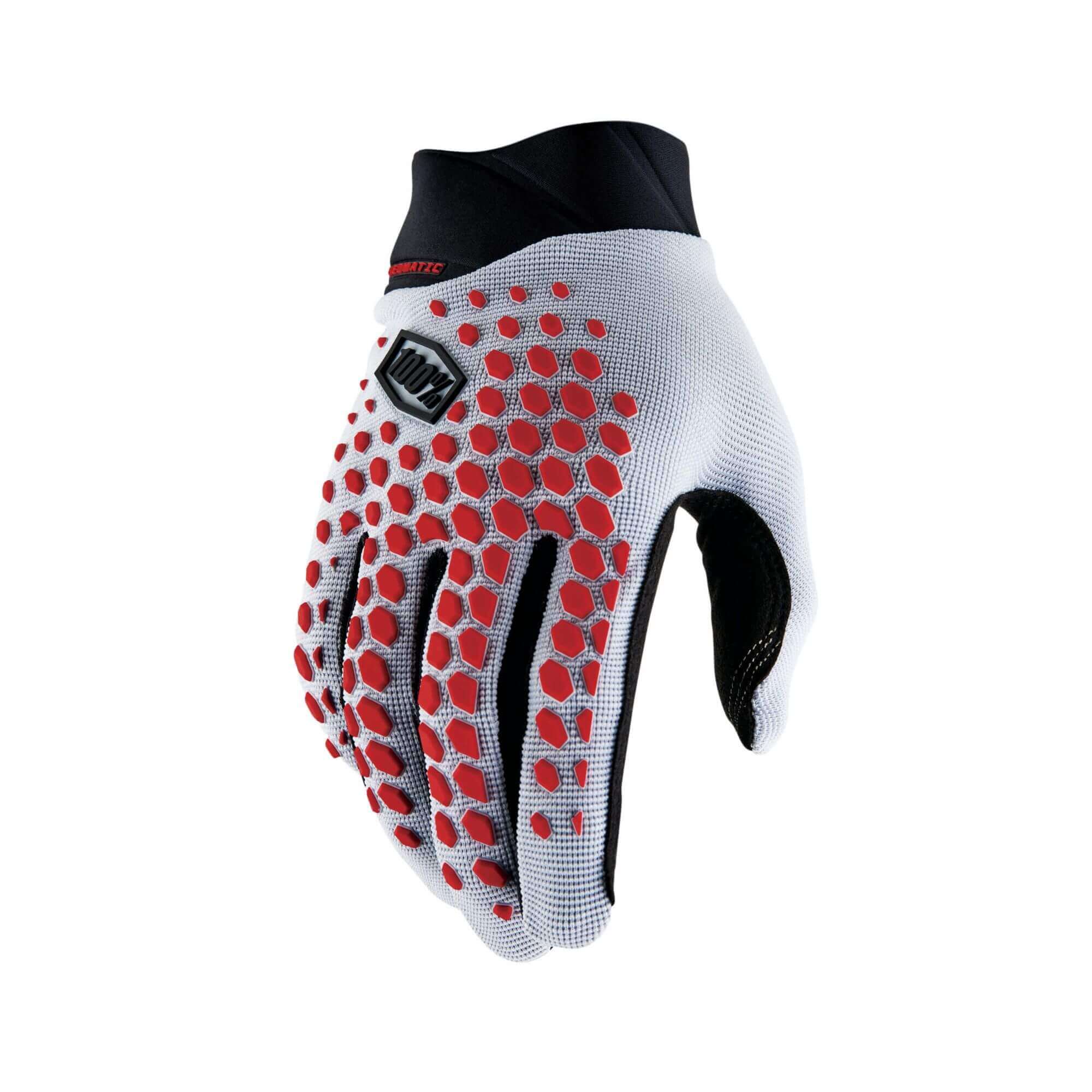 100% Geomatic Gloves Grey / Racer Red FREE 1 YEAR Returns, FREE UK Delivery | ThrottleChimp