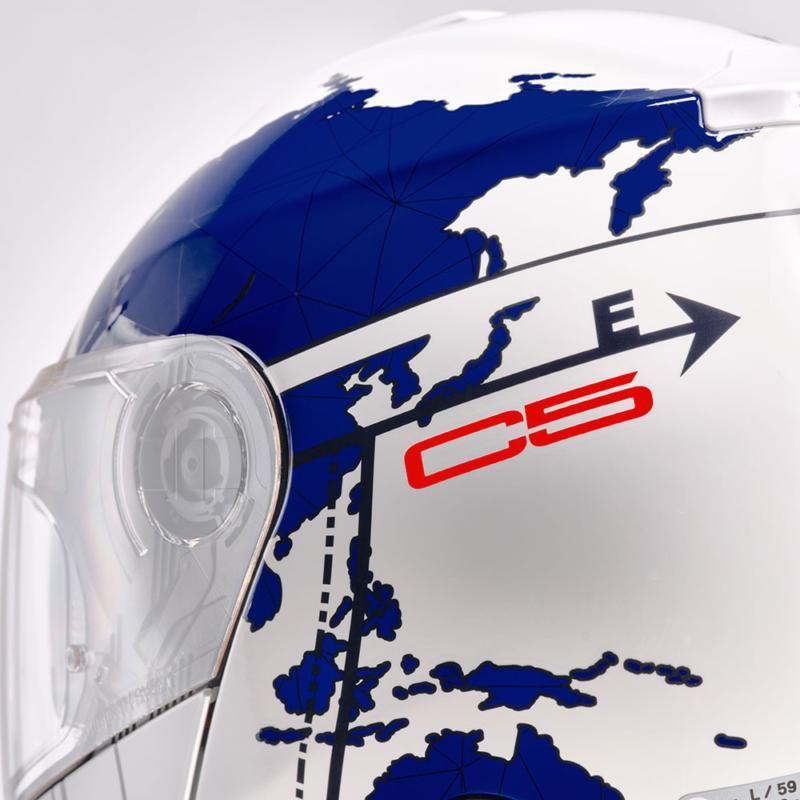 Schuberth C5 Flip-Up Helmet Globe Blue / White FREE 1 YEAR Returns, FREE UK Delivery | ThrottleChimp