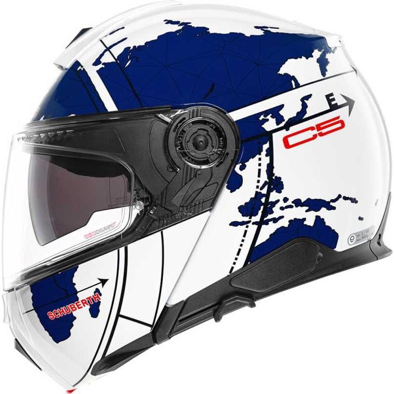 Schuberth C5 Flip-Up Helmet Globe Blue / White FREE 1 YEAR Returns, FREE UK Delivery | ThrottleChimp