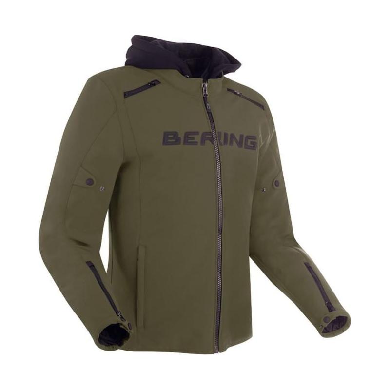 Bering Elite Hooded Textile Jacket Khaki - ThrottleChimp