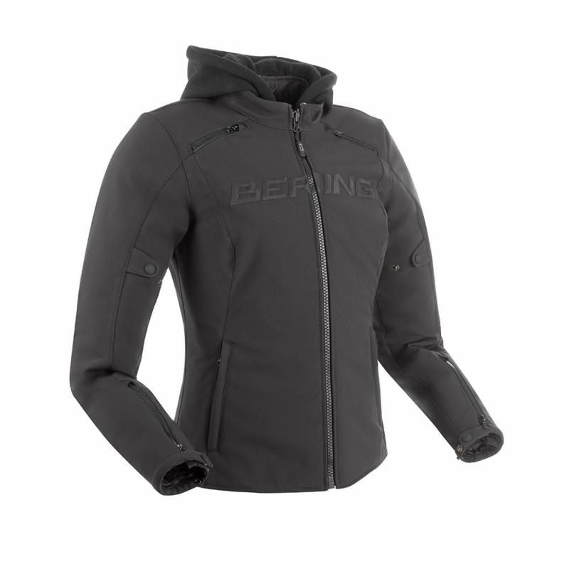 Bering Elite Ladies Hooded Textile Jacket Black - ThrottleChimp