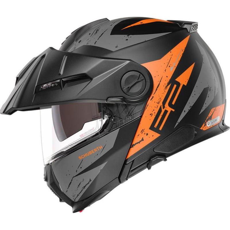 Schuberth E2 Explorer Flip-Up Helmet Orange / Black FREE 1 YEAR Returns, FREE UK Delivery | ThrottleChimp