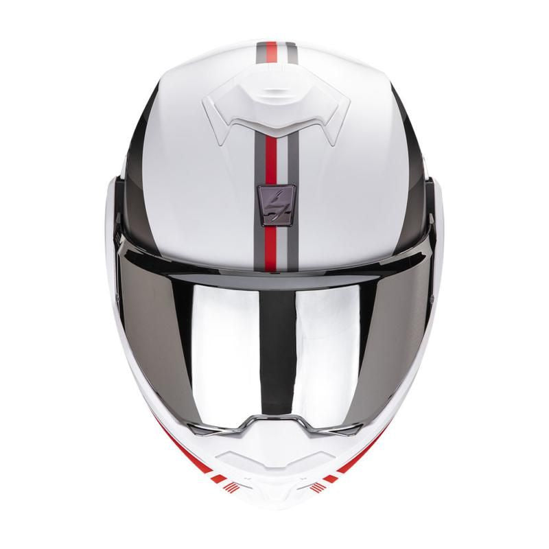 Scorpion EXO-Tech Evo Genre Flip-Up Helmet White / Silver / Red (Image 3) - ThrottleChimp