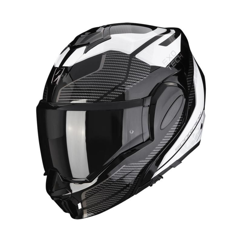 Scorpion EXO-Tech Evo Animo Flip-Up Helmet Black / White FREE 1 YEAR Returns, FREE UK Delivery | ThrottleChimp