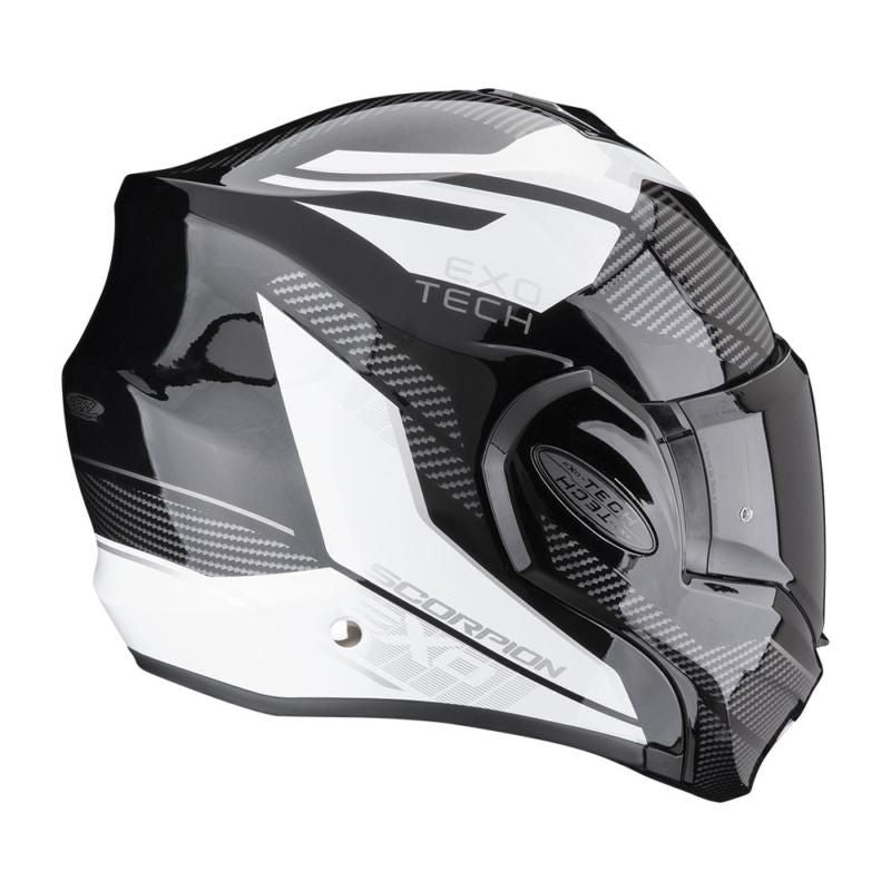 Scorpion EXO-Tech Evo Animo Flip-Up Helmet Black / White (Image 3) - ThrottleChimp