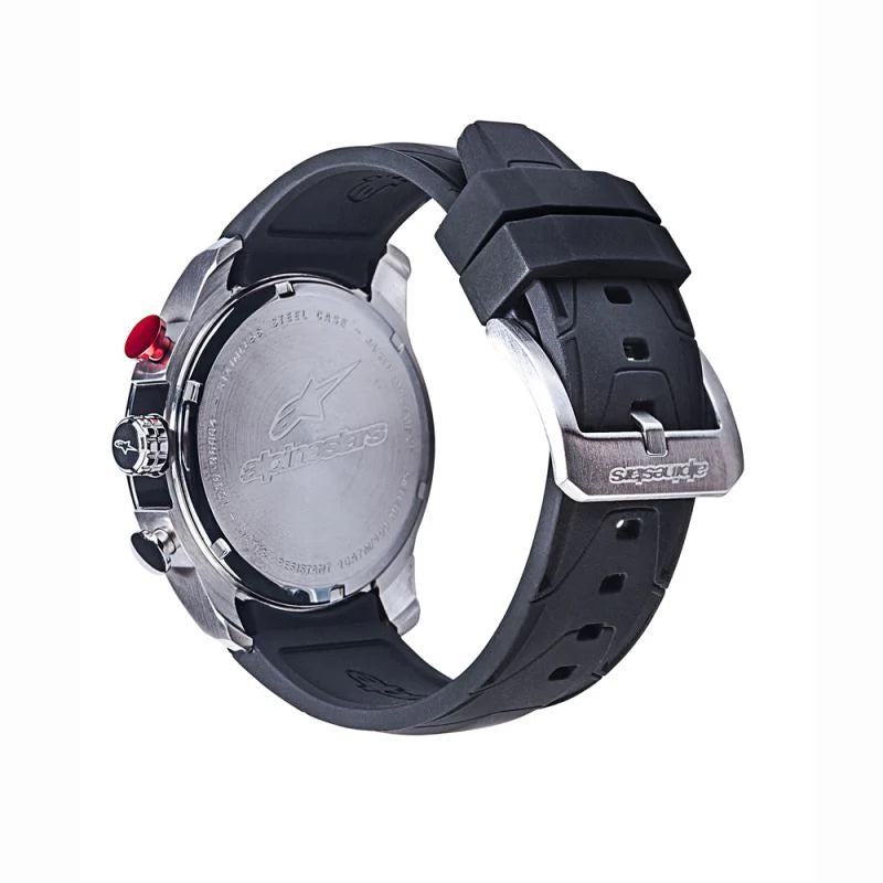 Alpinestars Tech Chrono Silicone Strap Watch Black / Steel / Blue (Image 3) - ThrottleChimp