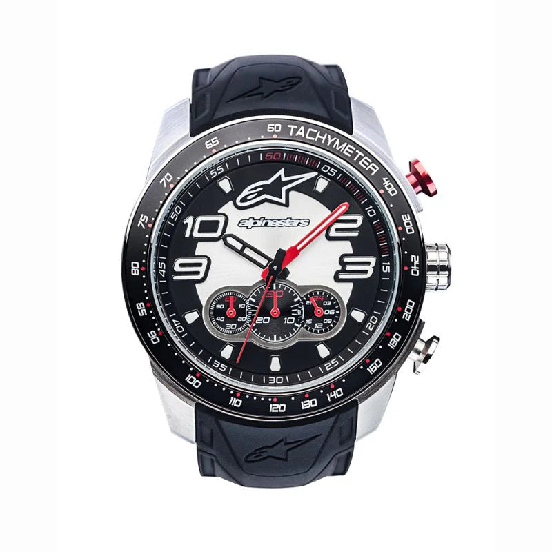 Alpinestars Tech Chrono Silicone Strap Watch Black / Steel / Blue (Image 4) - ThrottleChimp