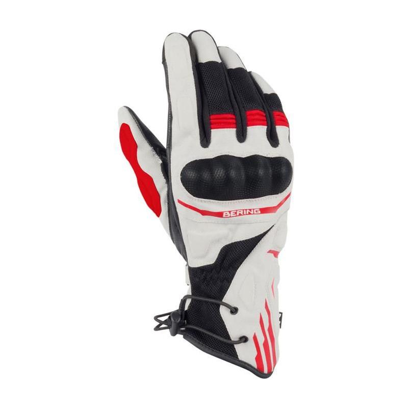 Bering Bakunda Leather / Textile Gloves Grey / Black / Red - ThrottleChimp