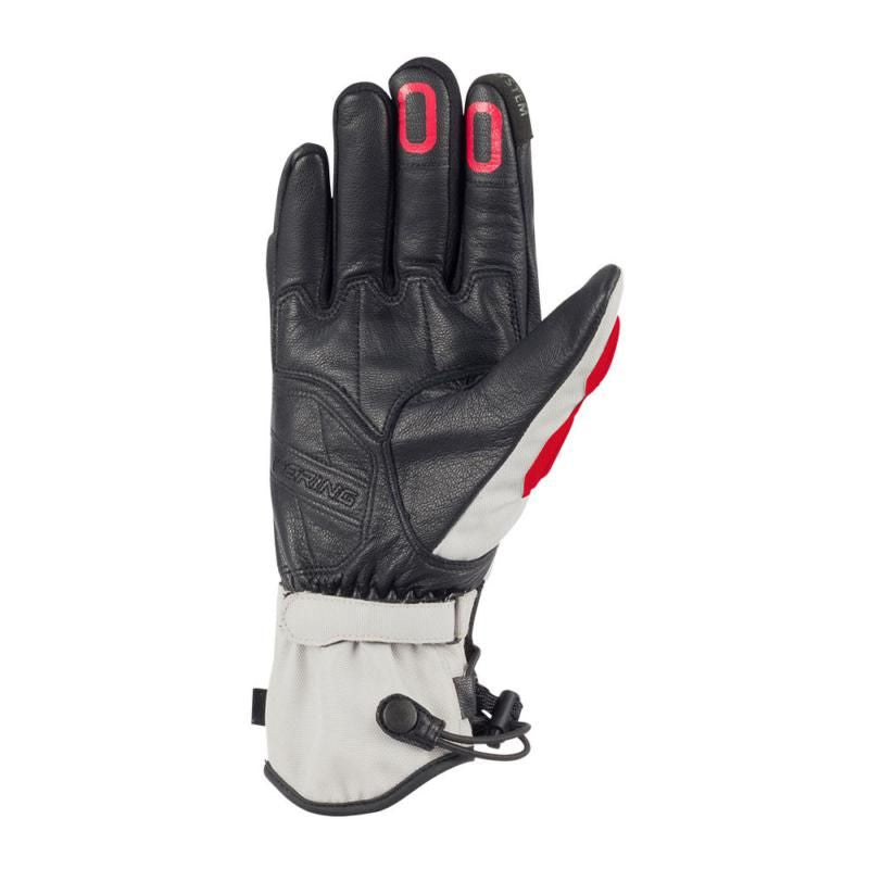 Bering Bakunda Leather / Textile Gloves Grey / Black / Red (Image 2) - ThrottleChimp