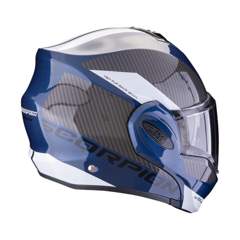 Scorpion EXO-Tech Evo Team Flip-Up Helmet Blue / Black / White (Image 3) - ThrottleChimp