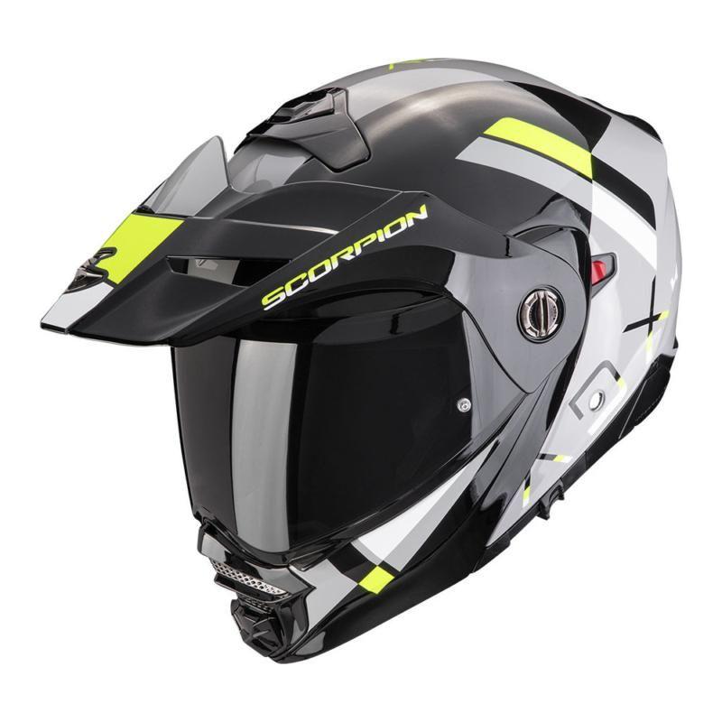 Scorpion ADX-2 Galane Flip-Up Helmet Grey / Black / Yellow FREE 1 YEAR Returns, FREE UK Delivery | ThrottleChimp