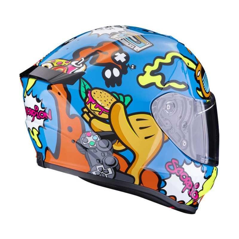 Scorpion EXO-JNR Fun Kids Full Face Helmet Blue / Orange (Image 2) - ThrottleChimp