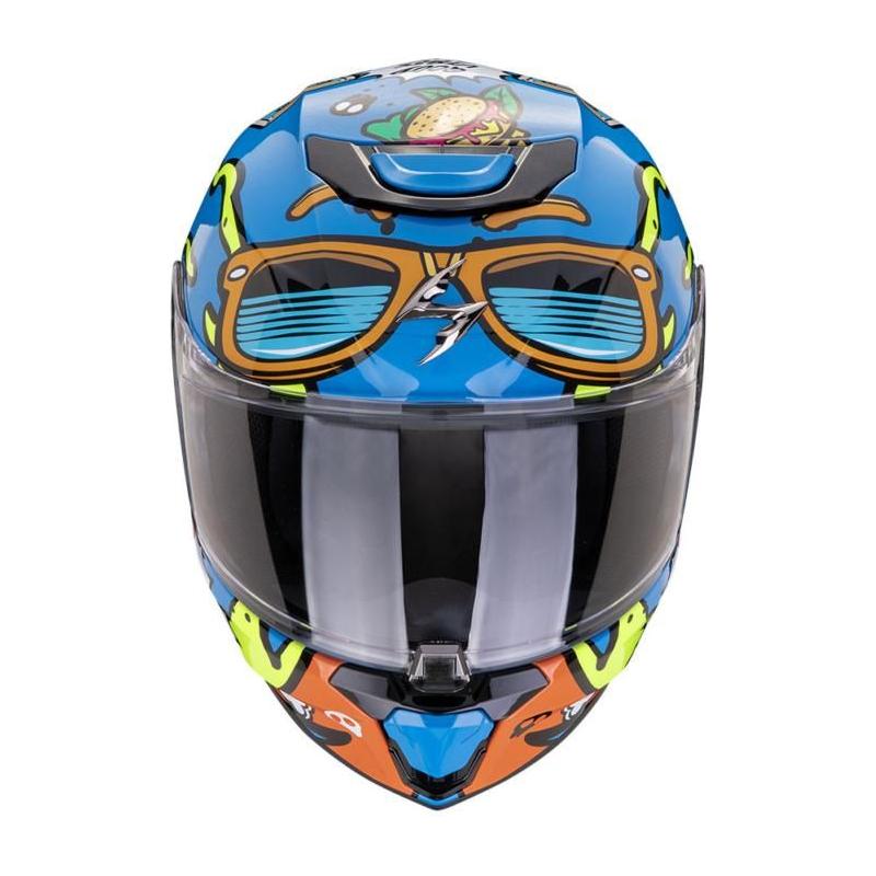 Scorpion EXO-JNR Fun Kids Full Face Helmet Blue / Orange (Image 3) - ThrottleChimp